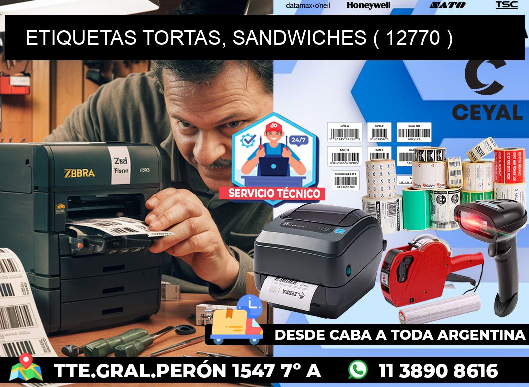 ETIQUETAS TORTAS, SANDWICHES ( 12770 )