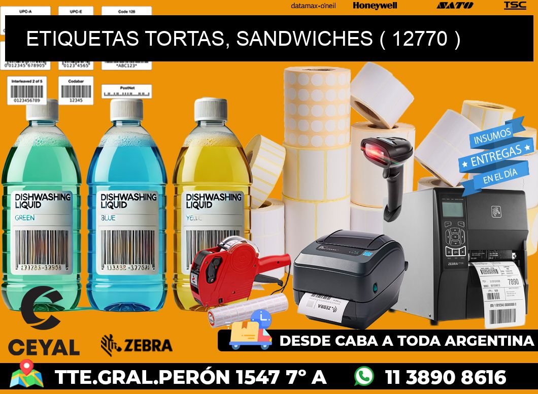 ETIQUETAS TORTAS, SANDWICHES ( 12770 )