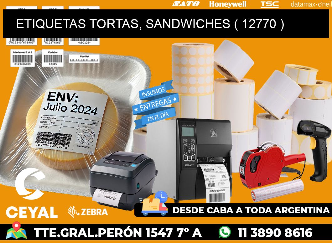 ETIQUETAS TORTAS, SANDWICHES ( 12770 )