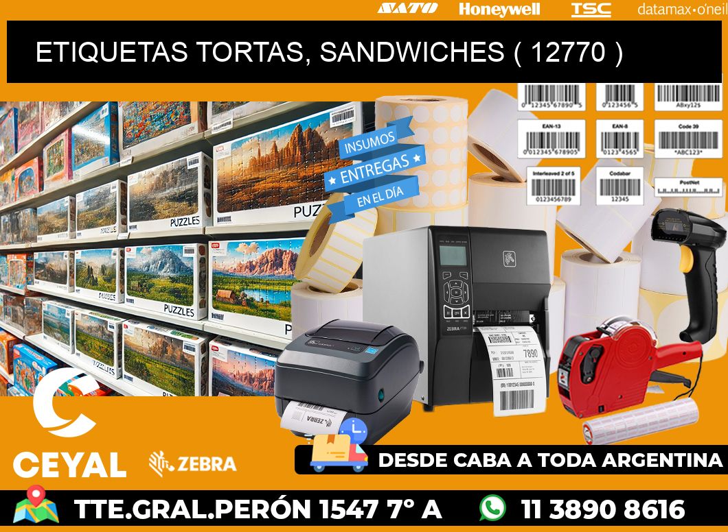 ETIQUETAS TORTAS, SANDWICHES ( 12770 )