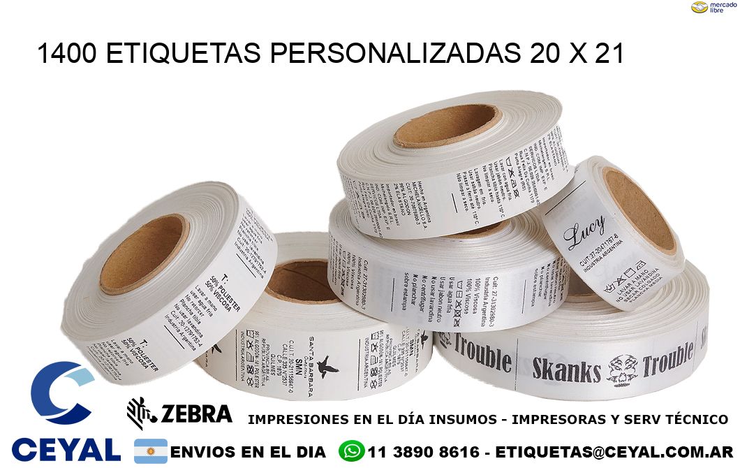 1400 ETIQUETAS PERSONALIZADAS 20 x 21