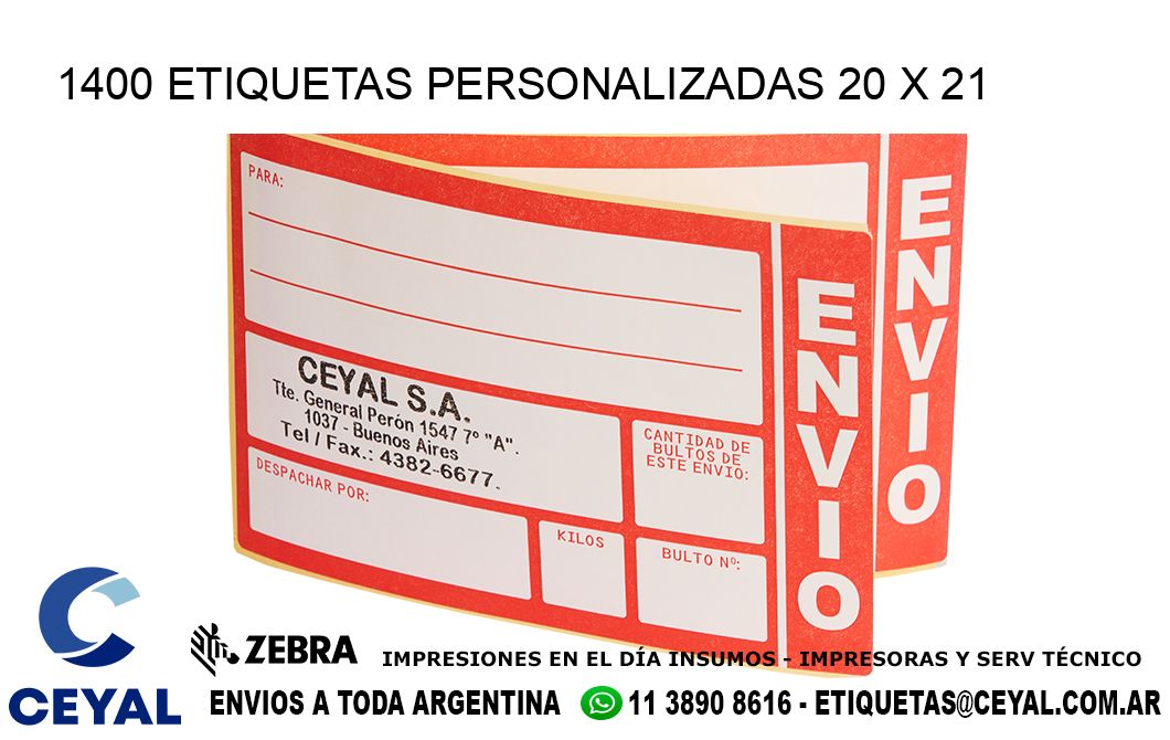 1400 ETIQUETAS PERSONALIZADAS 20 x 21