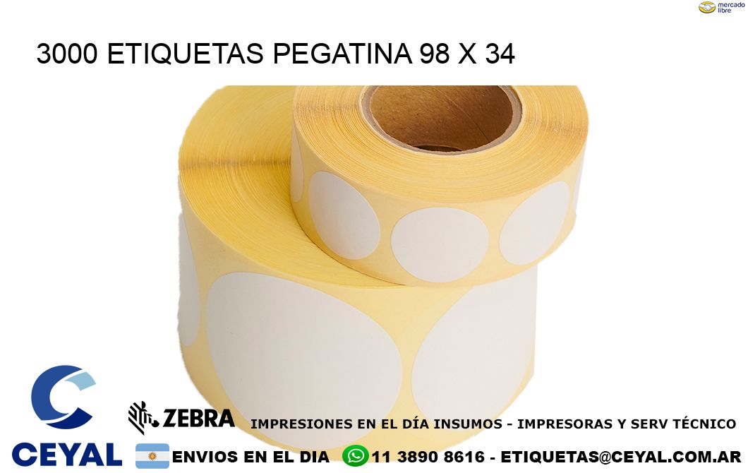 3000 ETIQUETAS PEGATINA 98 x 34