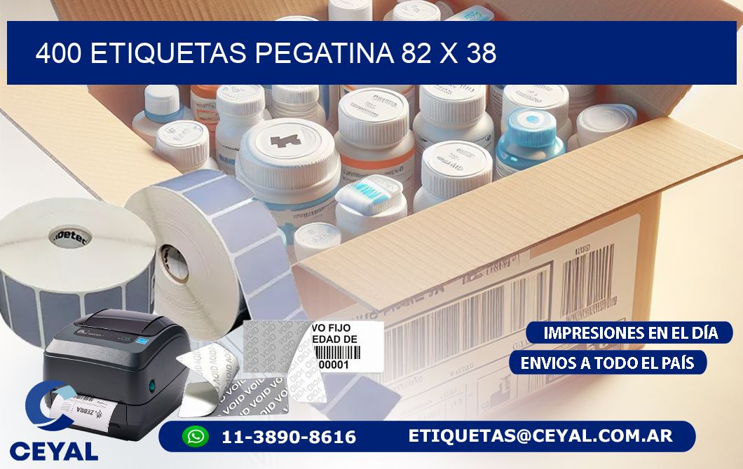 400 ETIQUETAS PEGATINA 82 x 38