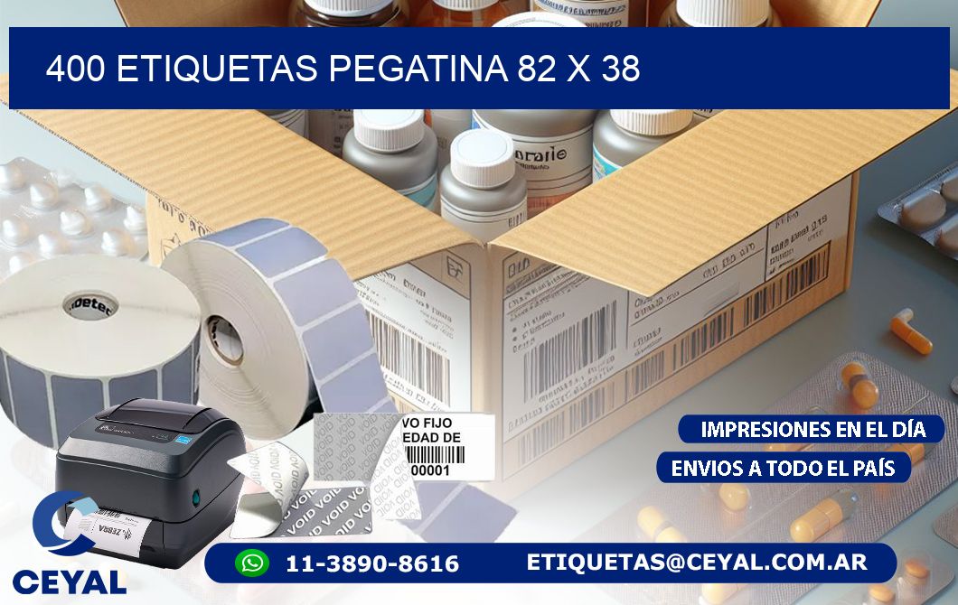 400 ETIQUETAS PEGATINA 82 x 38