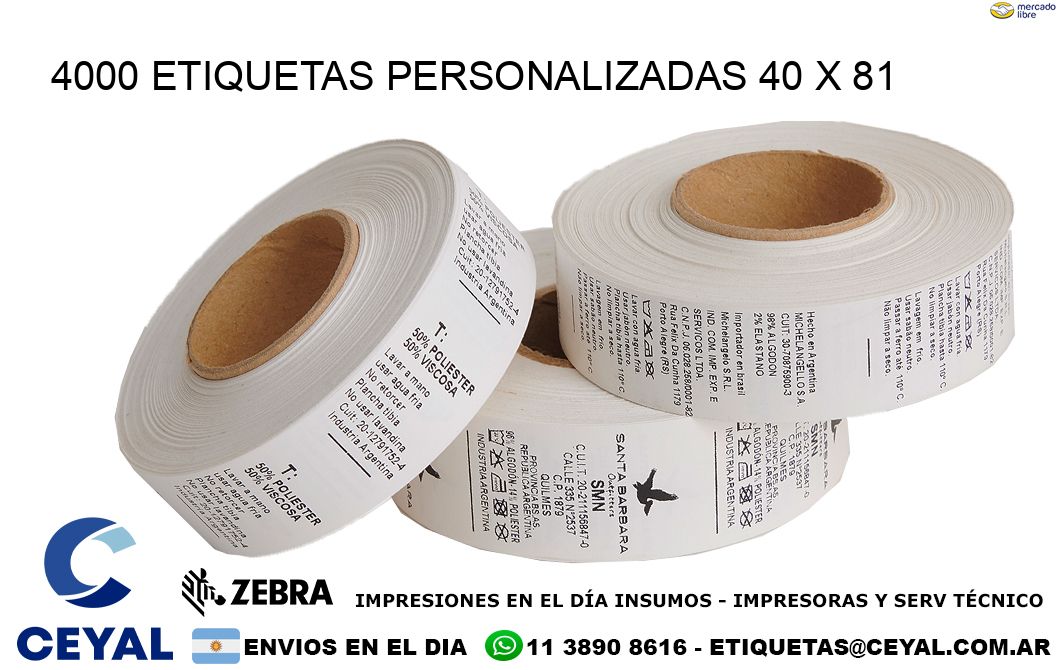 4000 ETIQUETAS PERSONALIZADAS 40 x 81