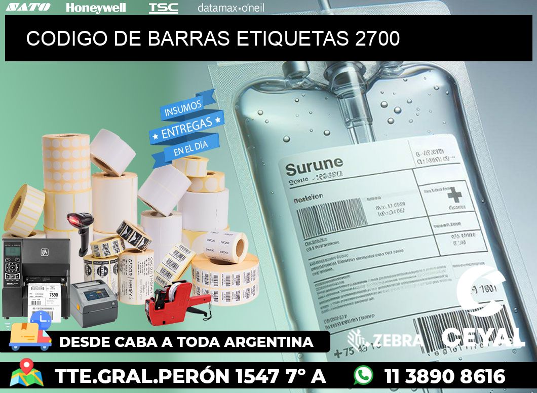 CODIGO DE BARRAS ETIQUETAS 2700