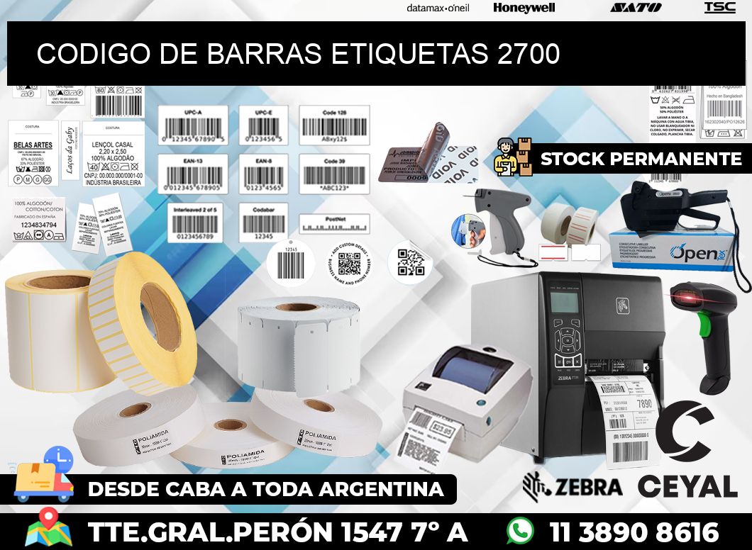 CODIGO DE BARRAS ETIQUETAS 2700