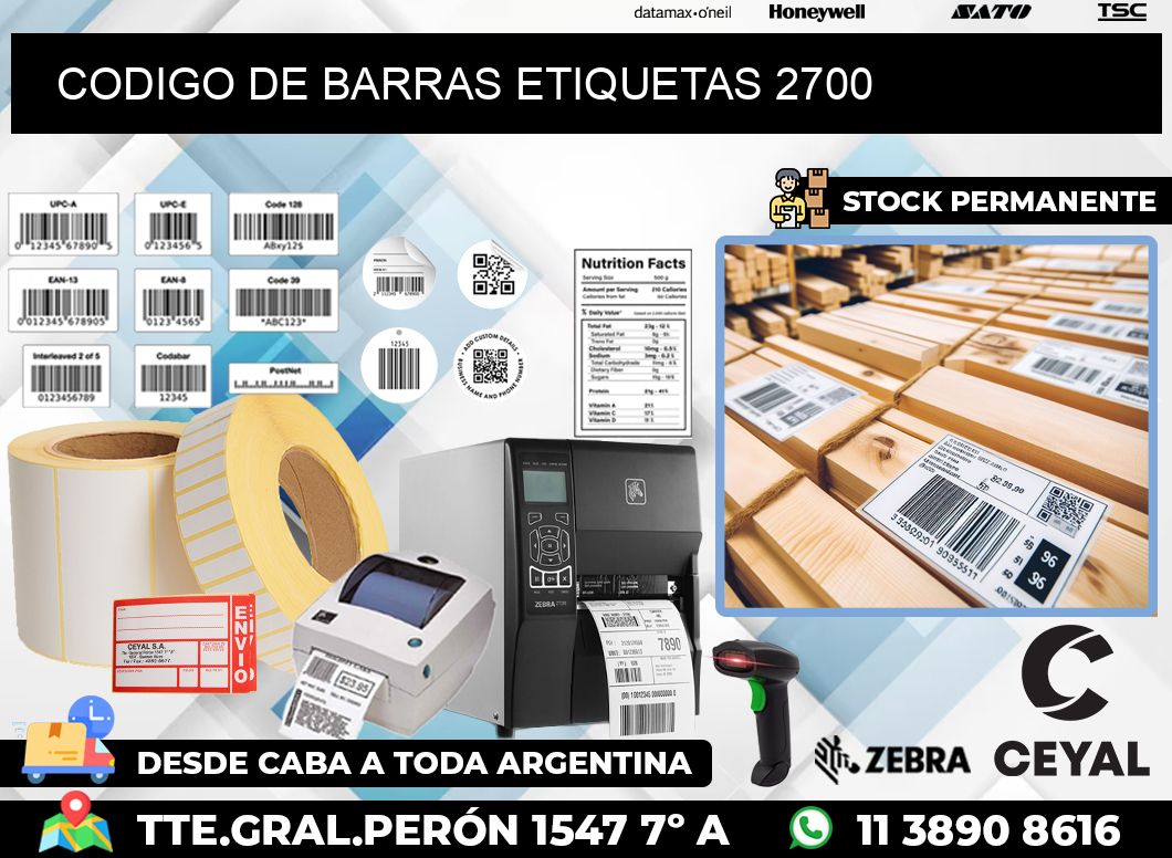 CODIGO DE BARRAS ETIQUETAS 2700