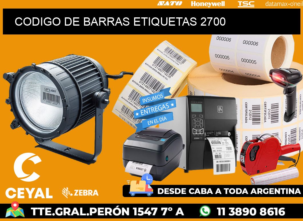 CODIGO DE BARRAS ETIQUETAS 2700