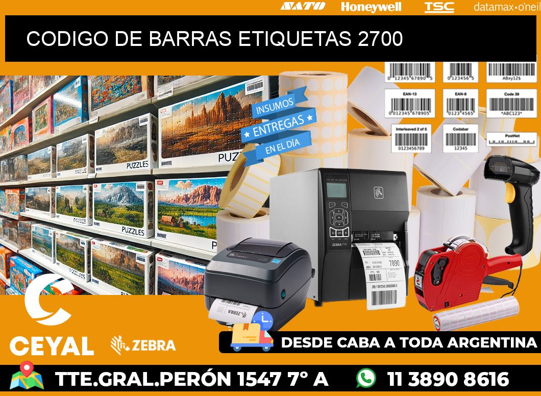 CODIGO DE BARRAS ETIQUETAS 2700