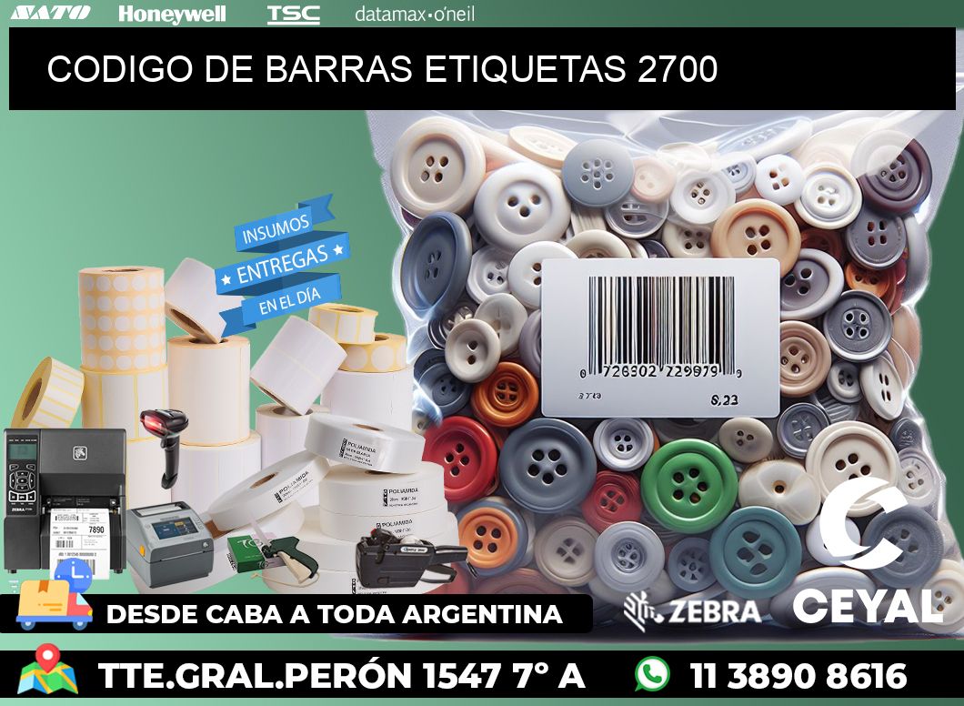 CODIGO DE BARRAS ETIQUETAS 2700