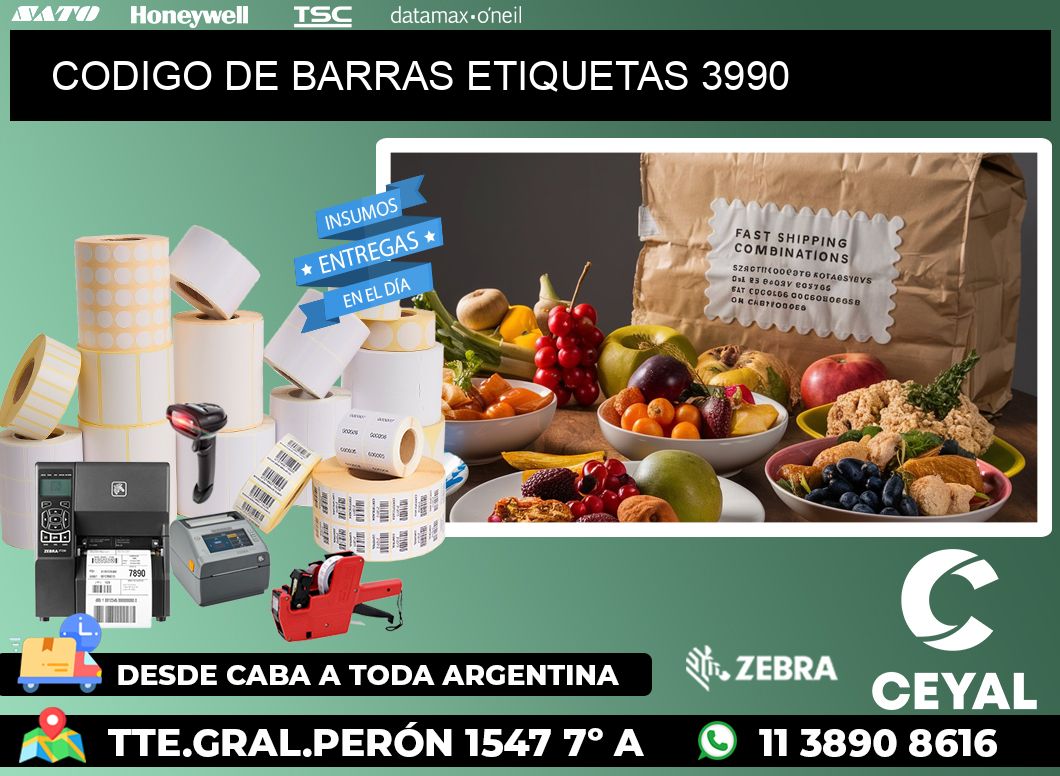 CODIGO DE BARRAS ETIQUETAS 3990