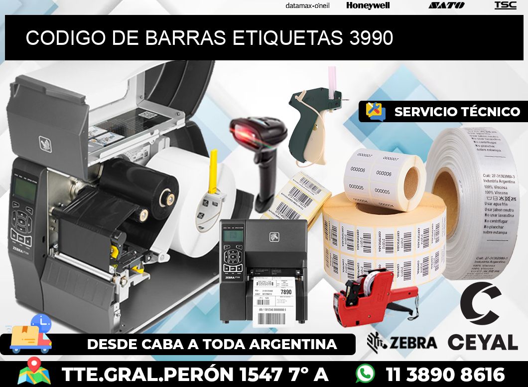 CODIGO DE BARRAS ETIQUETAS 3990