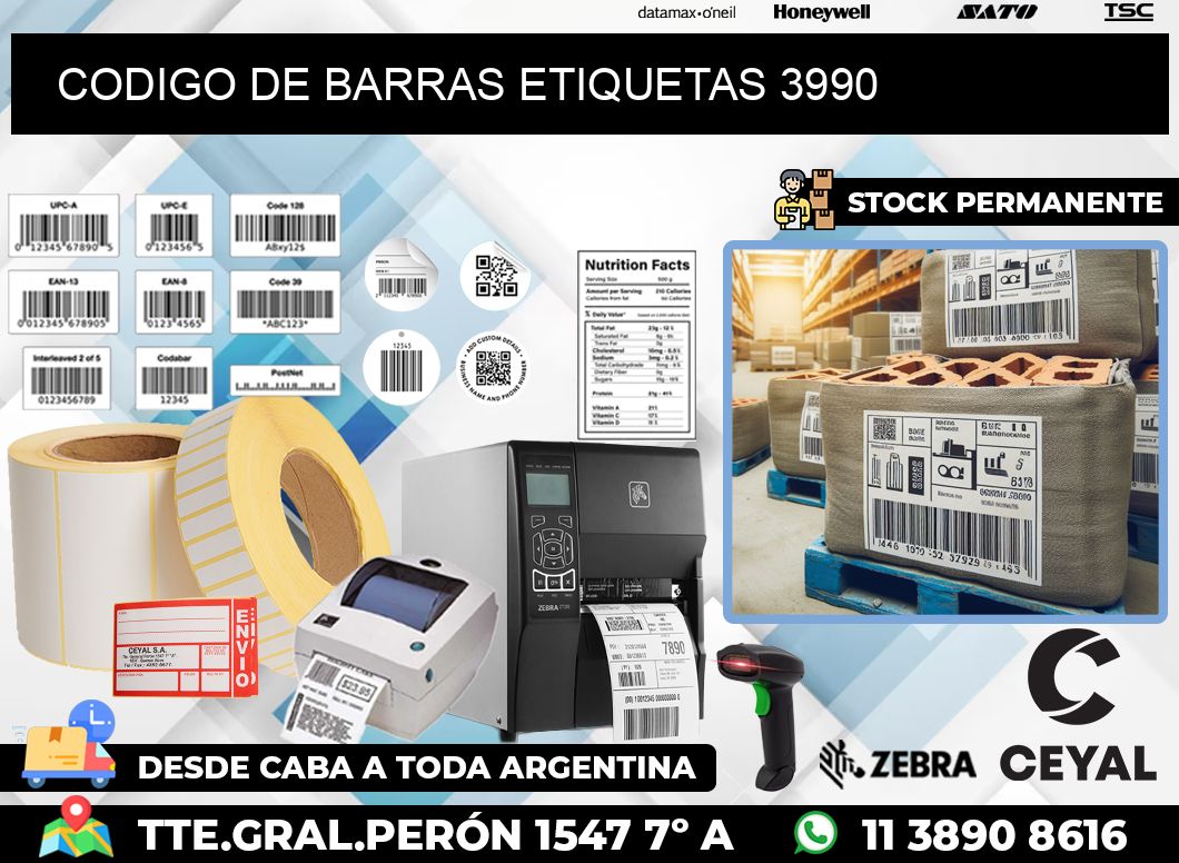 CODIGO DE BARRAS ETIQUETAS 3990