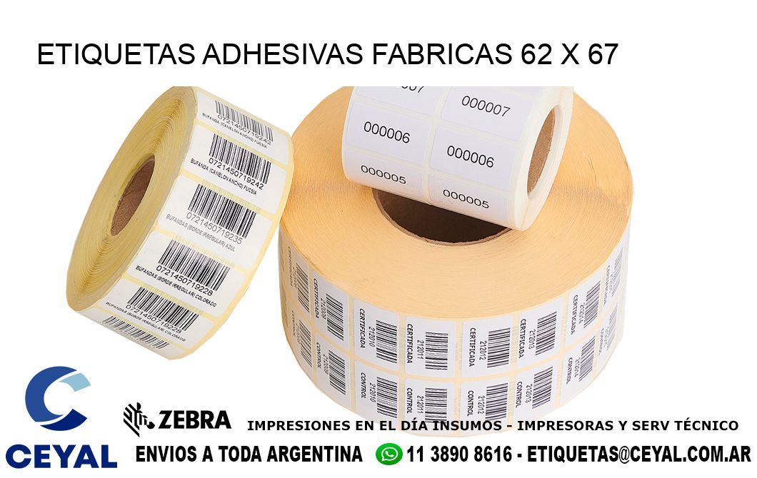 ETIQUETAS ADHESIVAS FABRICAS 62 x 67