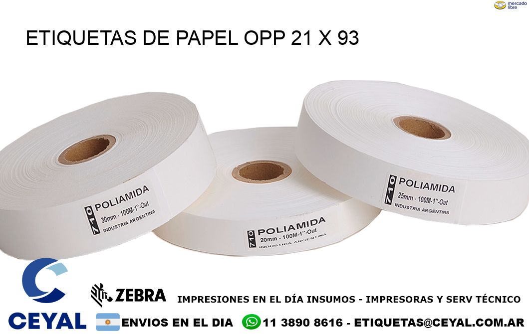 ETIQUETAS DE PAPEL OPP 21 x 93