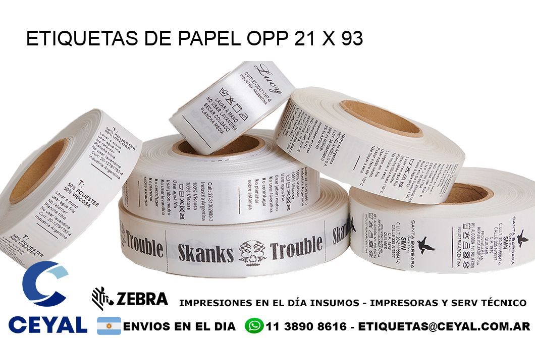 ETIQUETAS DE PAPEL OPP 21 x 93