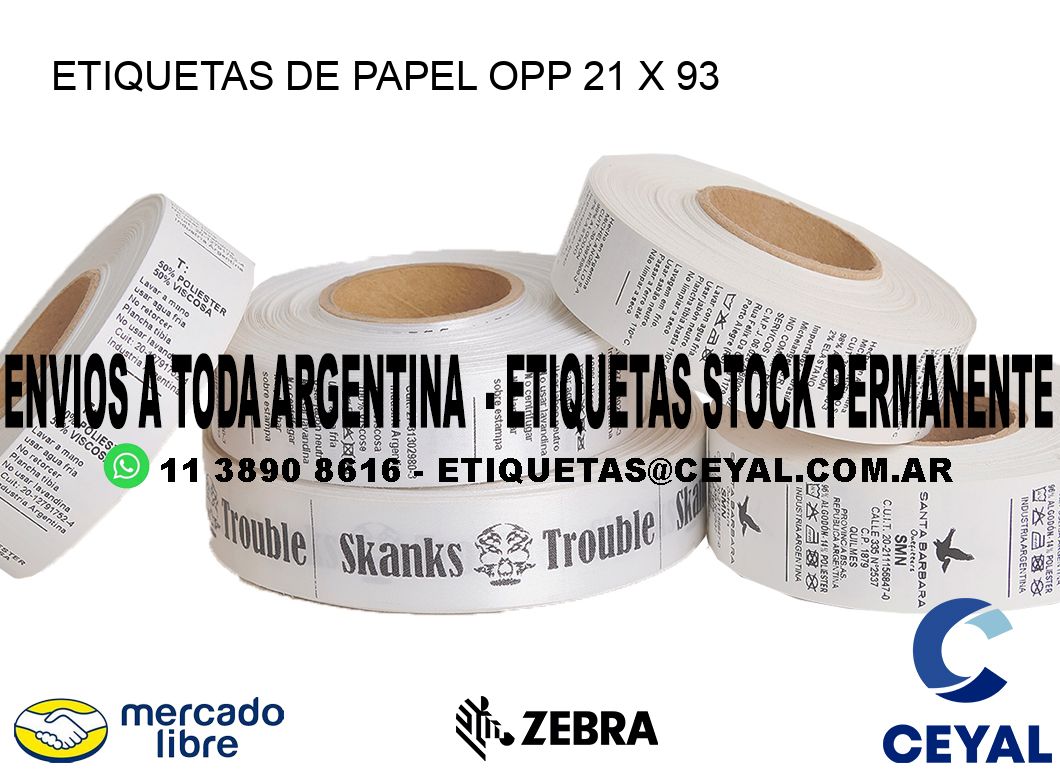 ETIQUETAS DE PAPEL OPP 21 x 93