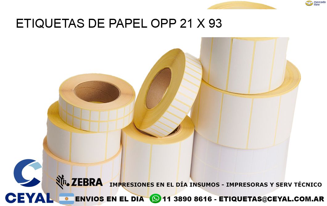 ETIQUETAS DE PAPEL OPP 21 x 93