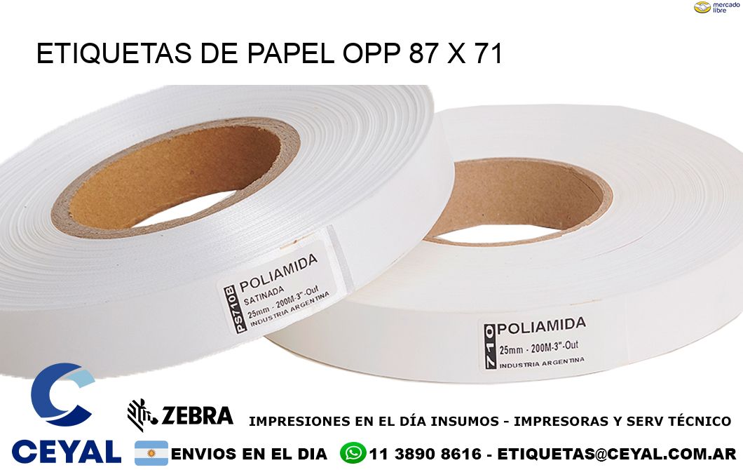 ETIQUETAS DE PAPEL OPP 87 x 71