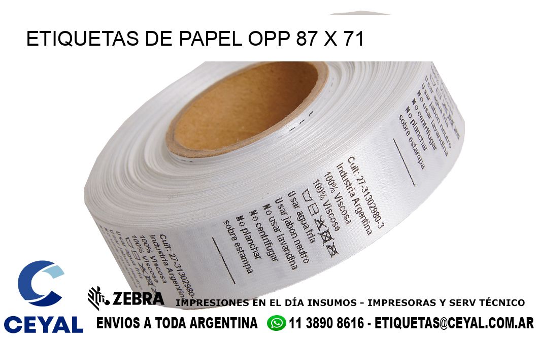 ETIQUETAS DE PAPEL OPP 87 x 71