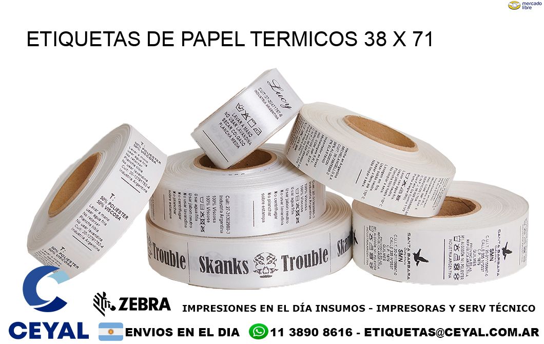 ETIQUETAS DE PAPEL TERMICOS 38 x 71