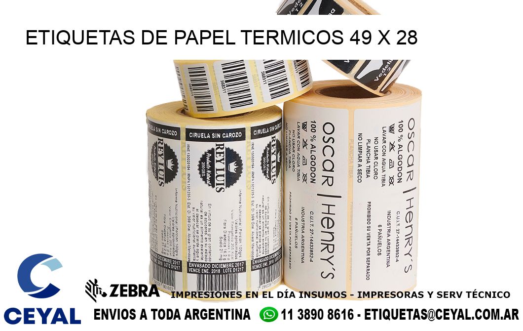 ETIQUETAS DE PAPEL TERMICOS 49 x 28