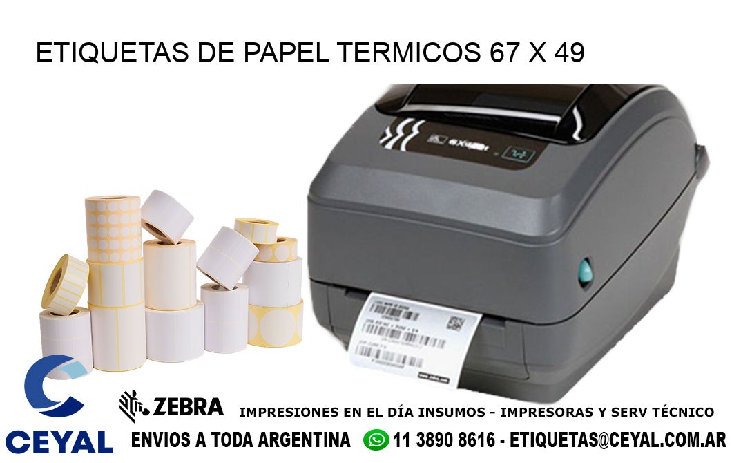 ETIQUETAS DE PAPEL TERMICOS 67 x 49