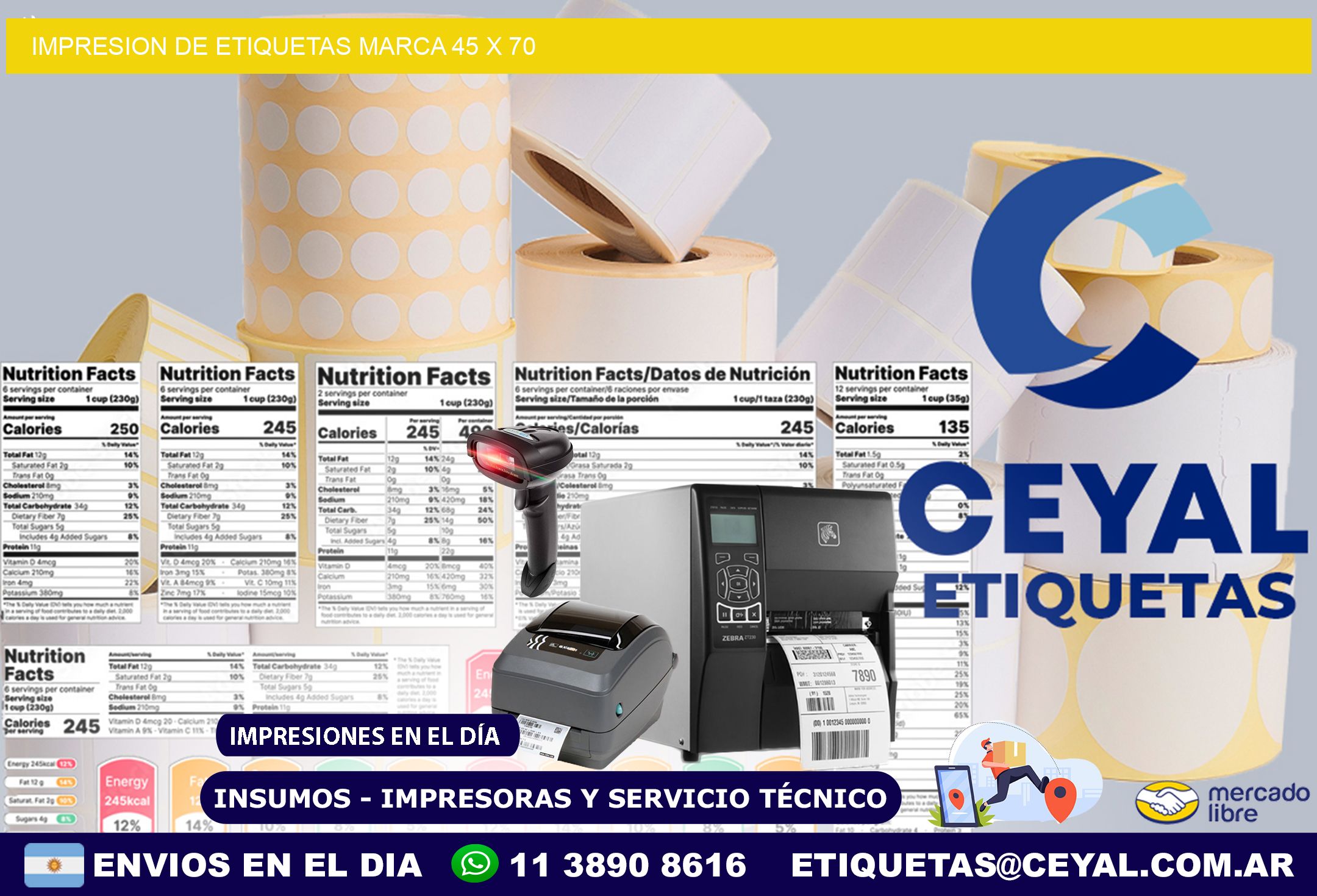 IMPRESION DE ETIQUETAS MARCA 45 x 70
