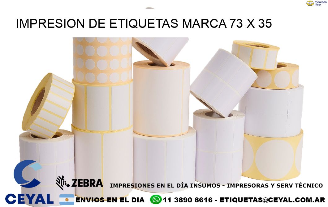 IMPRESION DE ETIQUETAS MARCA 73 x 35