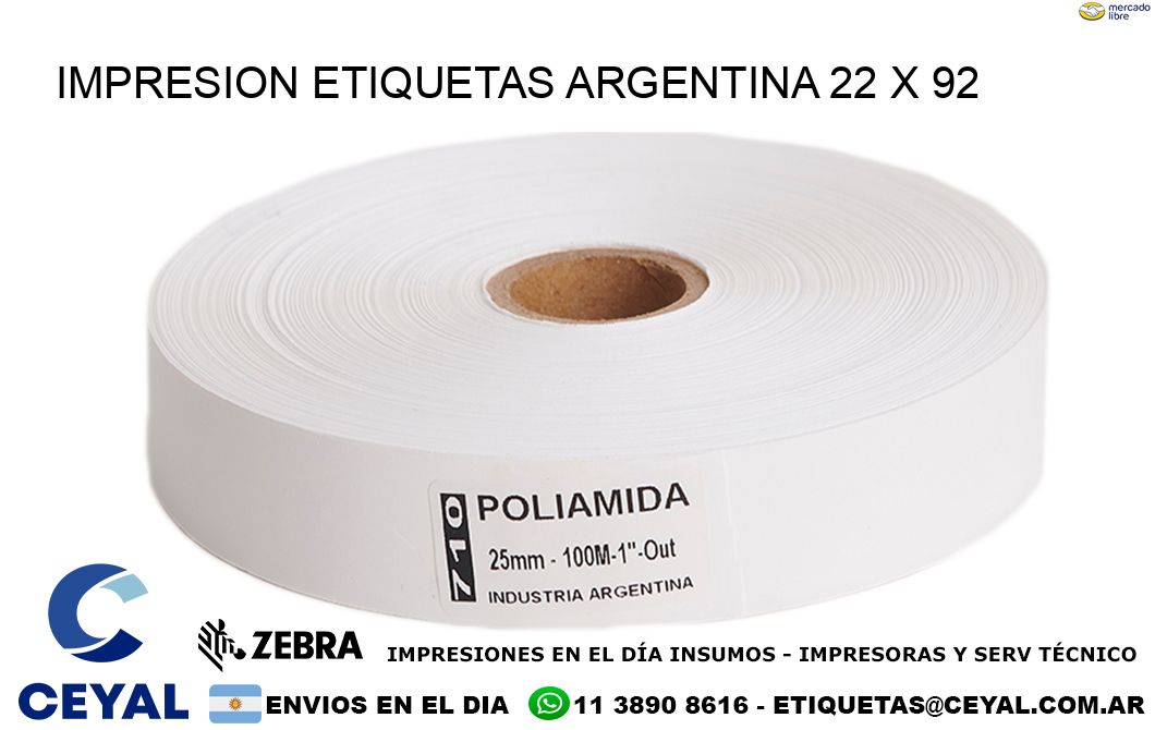 IMPRESION ETIQUETAS ARGENTINA 22 x 92