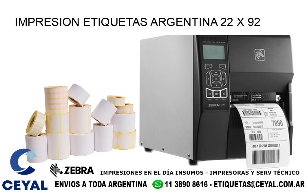 IMPRESION ETIQUETAS ARGENTINA 22 x 92