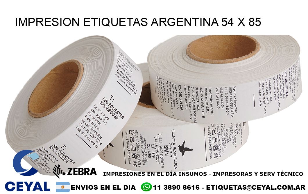 IMPRESION ETIQUETAS ARGENTINA 54 x 85