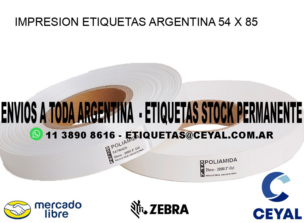 IMPRESION ETIQUETAS ARGENTINA 54 x 85