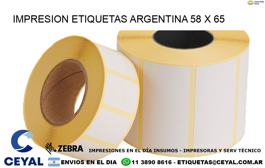 IMPRESION ETIQUETAS ARGENTINA 58 x 65