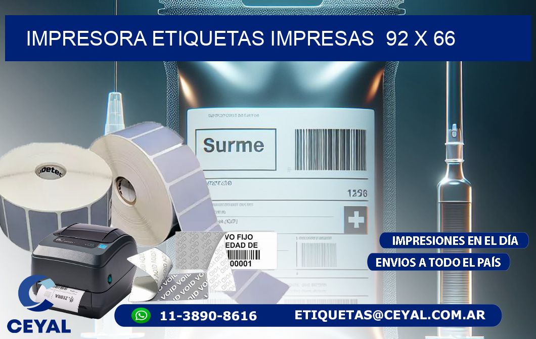 IMPRESORA ETIQUETAS IMPRESAS  92 x 66