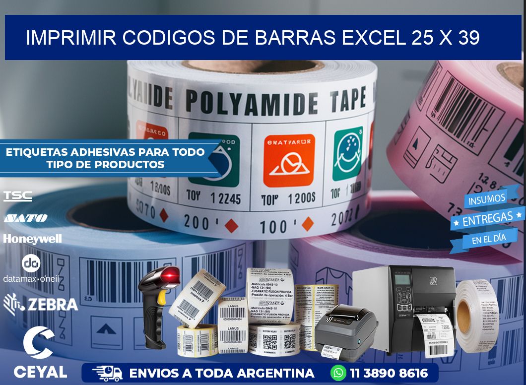 IMPRIMIR CODIGOS DE BARRAS EXCEL 25 x 39