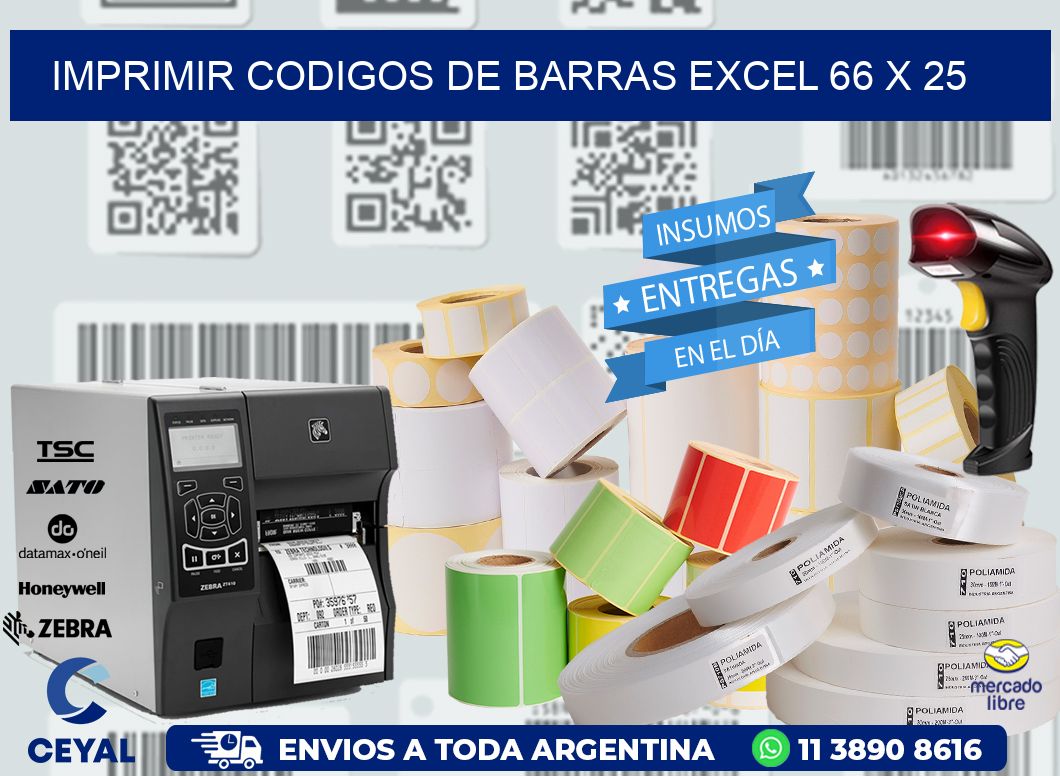 IMPRIMIR CODIGOS DE BARRAS EXCEL 66 x 25