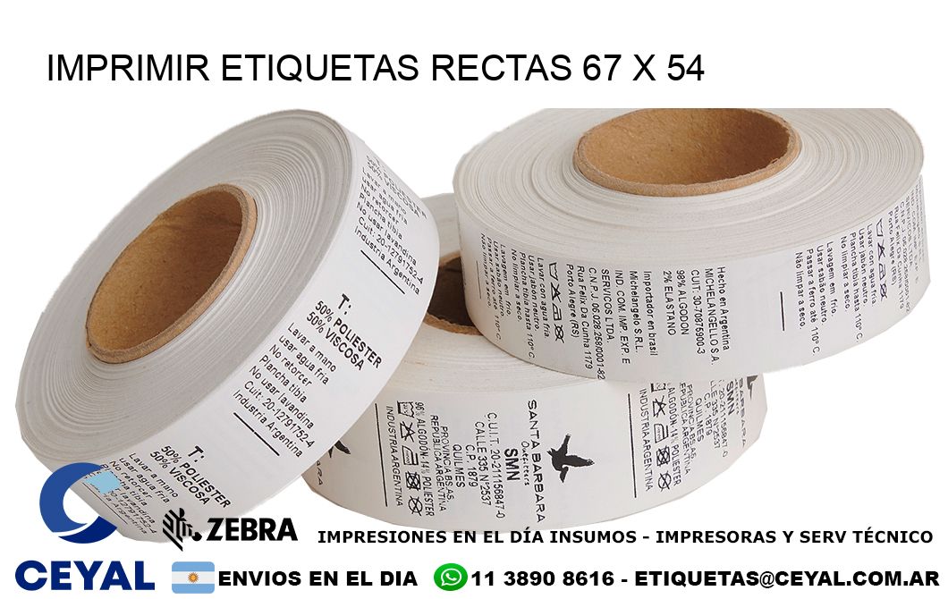 IMPRIMIR ETIQUETAS RECTAS 67 x 54