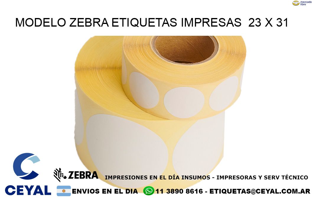 MODELO ZEBRA ETIQUETAS IMPRESAS  23 x 31