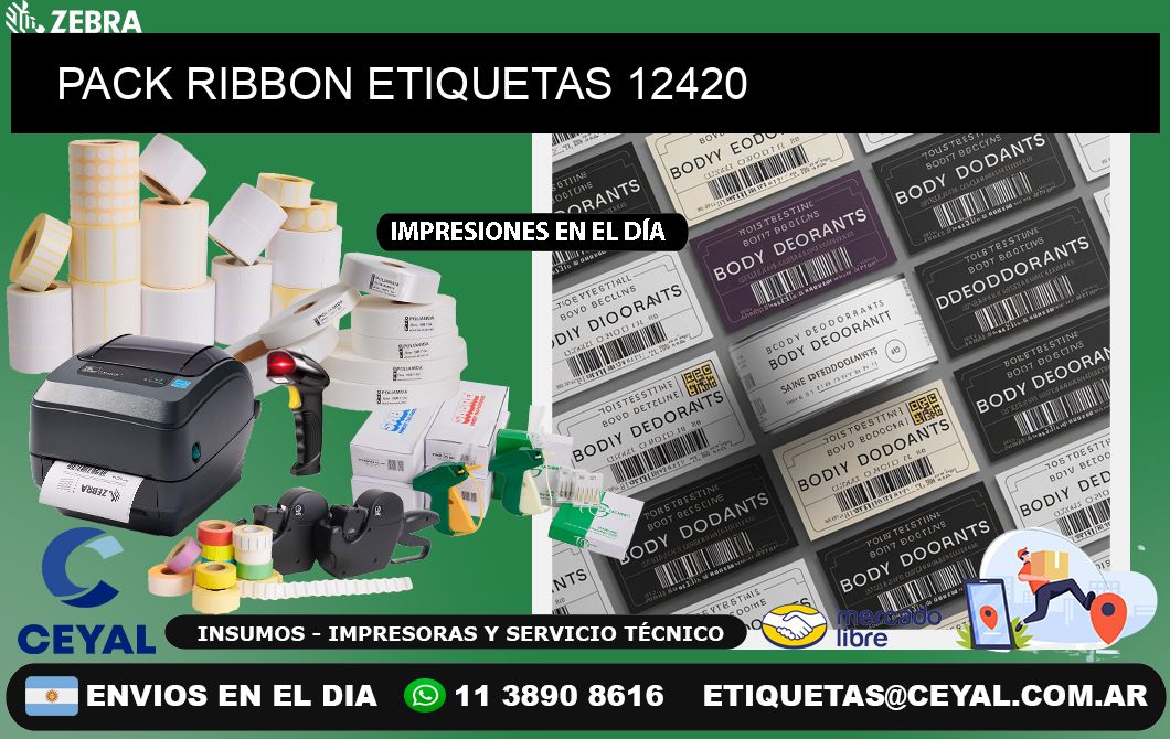 PACK RIBBON ETIQUETAS 12420