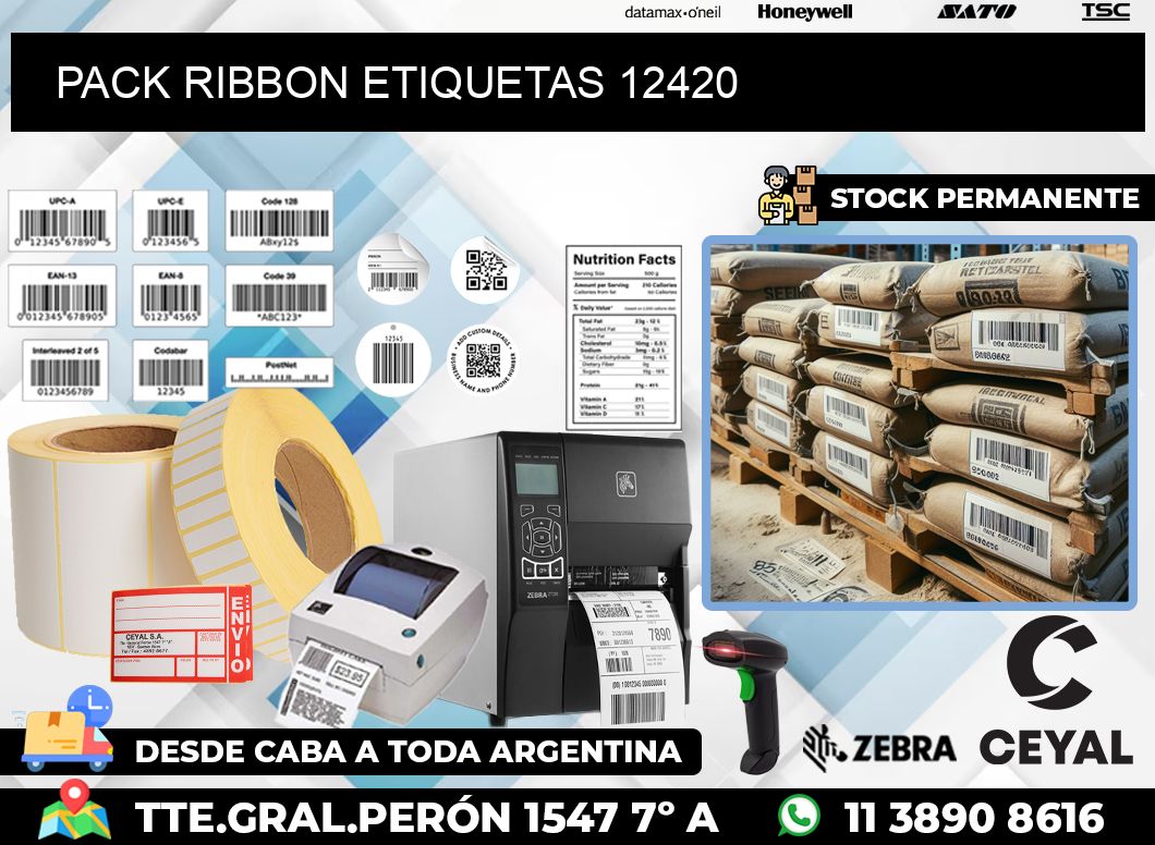 PACK RIBBON ETIQUETAS 12420