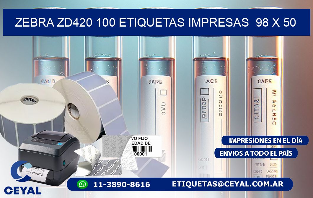 ZEBRA ZD420 100 ETIQUETAS IMPRESAS  98 x 50