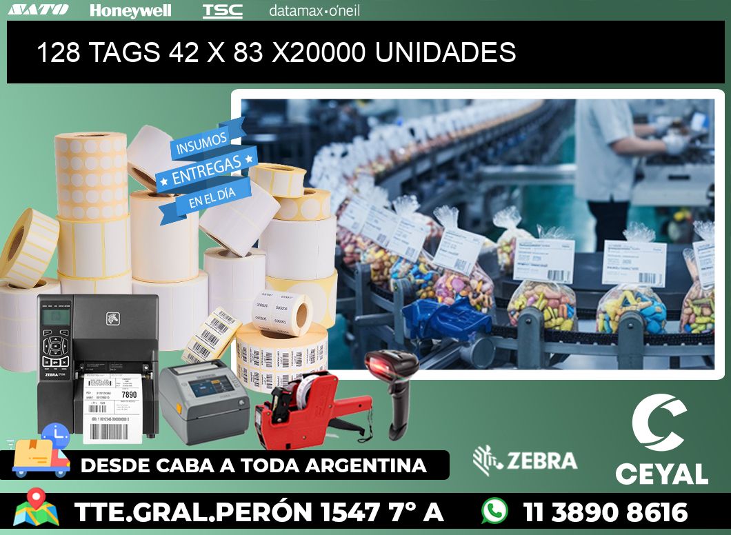 128 TAGS 42 x 83 X20000 UNIDADES