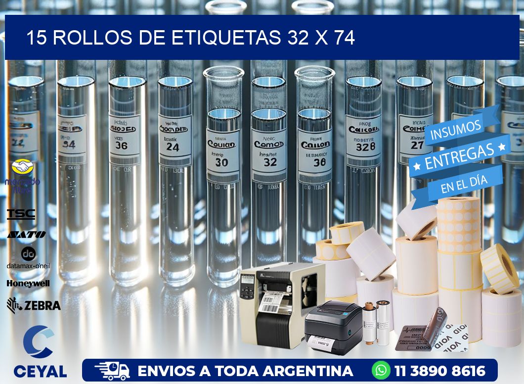 15 ROLLOS DE ETIQUETAS 32 x 74