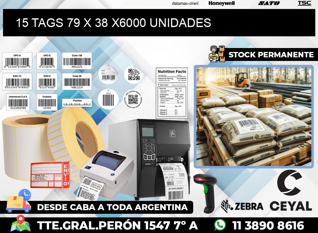 15 TAGS 79 x 38 X6000 UNIDADES