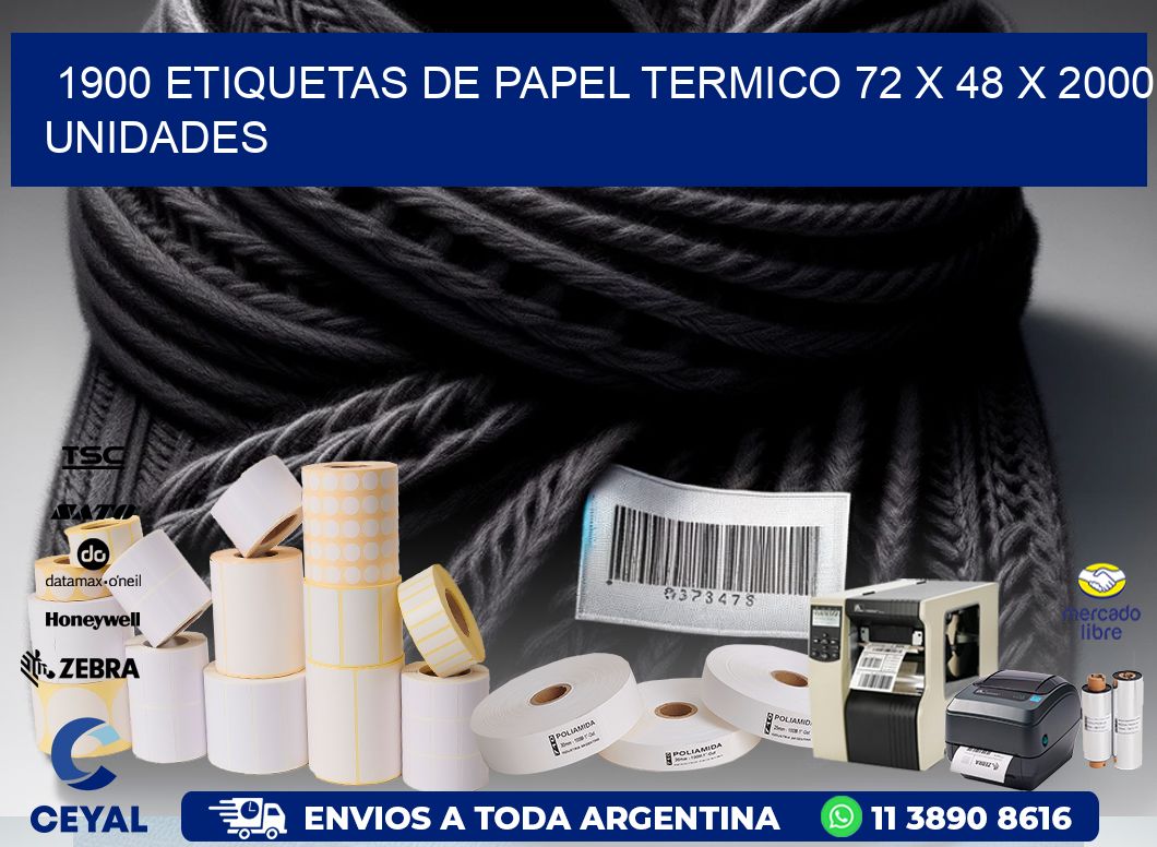 1900 ETIQUETAS DE PAPEL TERMICO 72 x 48 X 2000 UNIDADES