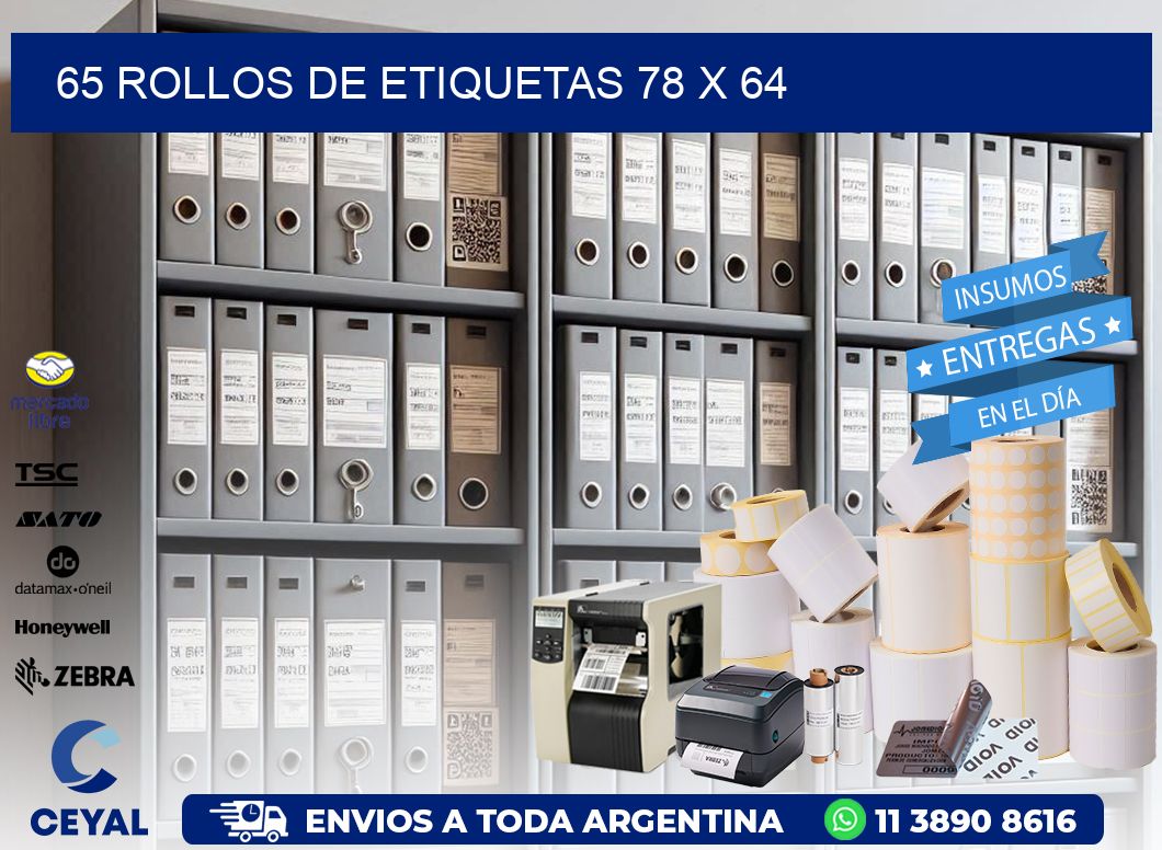 65 ROLLOS DE ETIQUETAS 78 x 64