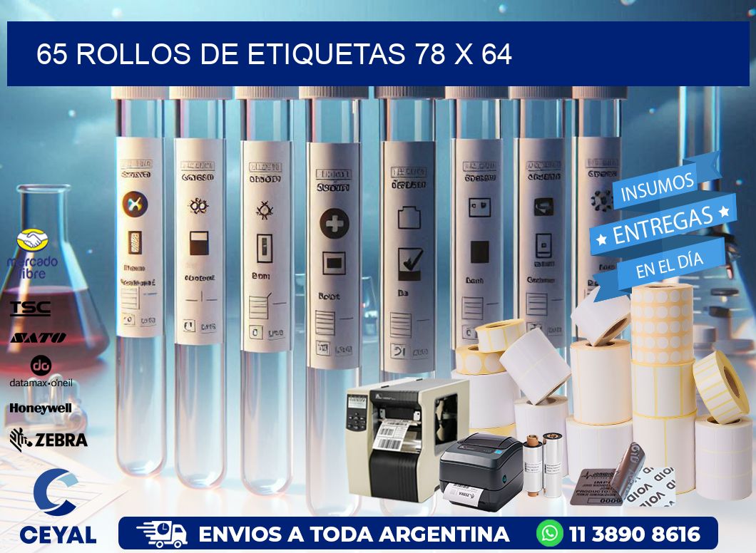 65 ROLLOS DE ETIQUETAS 78 x 64